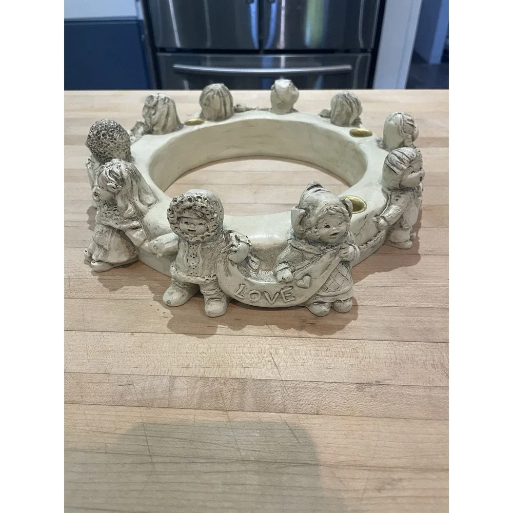 Vintage Abbey Press Advent Wreath Candle Holder Children of the World Resin